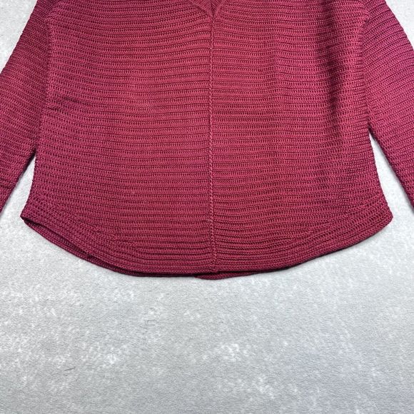 Sam Edelman Sweater Womens Size Medium Maroon V-Neck Knit Sweater - Picture 3 of 10